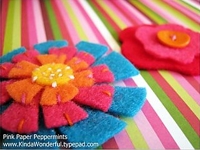 Pink Paper Peppermints Felt Flowers